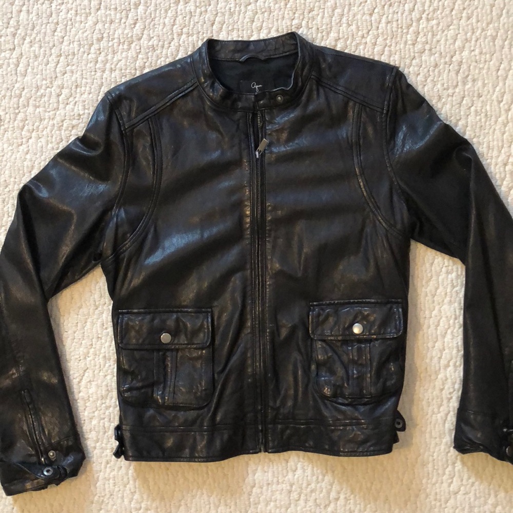 Aqua leather jacket. Large.